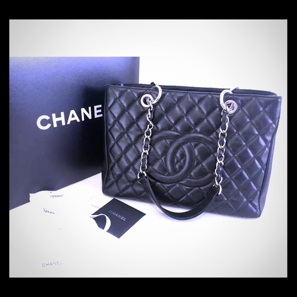 CHANEL Handbags - CHANEL GST Caviar Black Bag handbag SHW Authentic